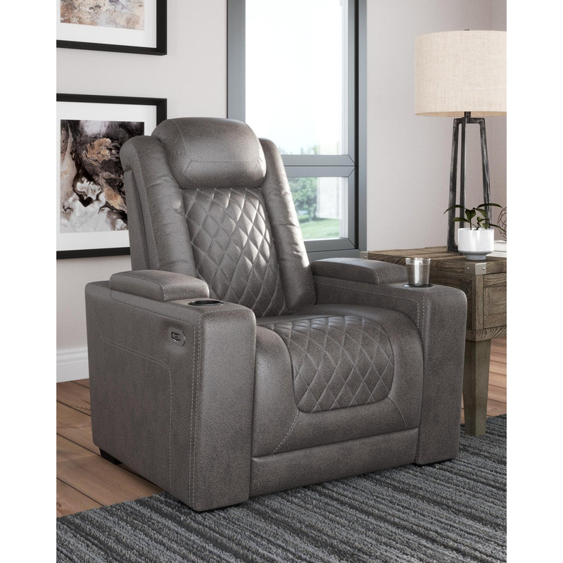 Hyllmont - Gray - Pwr Recliner/adj Headrest-Washburn's Home Furnishings