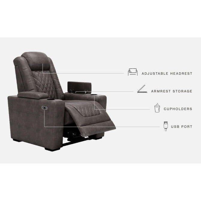 Hyllmont - Gray - Pwr Recliner/adj Headrest-Washburn's Home Furnishings