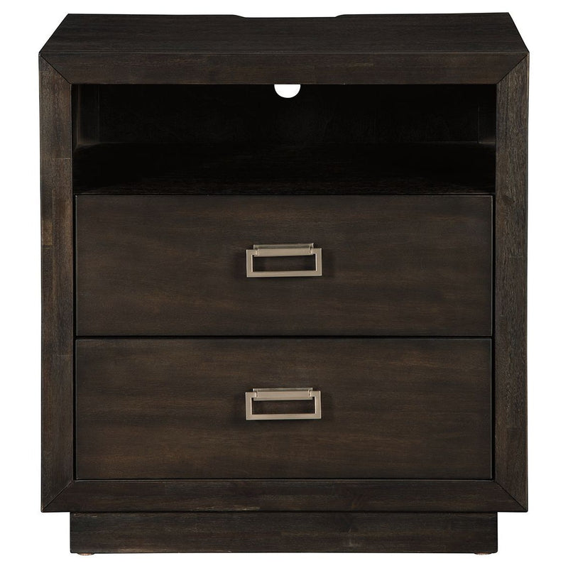 Hyndell - Brown Dark - Two Drawer Night Stand-Washburn's Home Furnishings