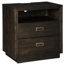 Hyndell - Brown Dark - Two Drawer Night Stand-Washburn's Home Furnishings