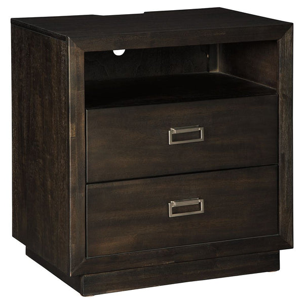 Hyndell - Brown Dark - Two Drawer Night Stand-Washburn's Home Furnishings