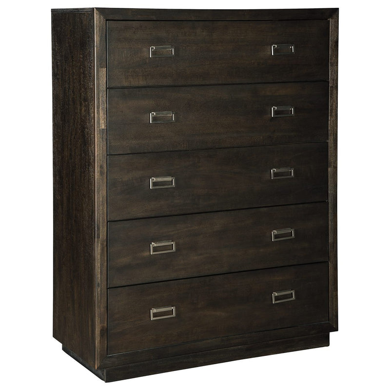 Hyndell - Dark Brown - Five Drawer Chest-Washburn's Home Furnishings