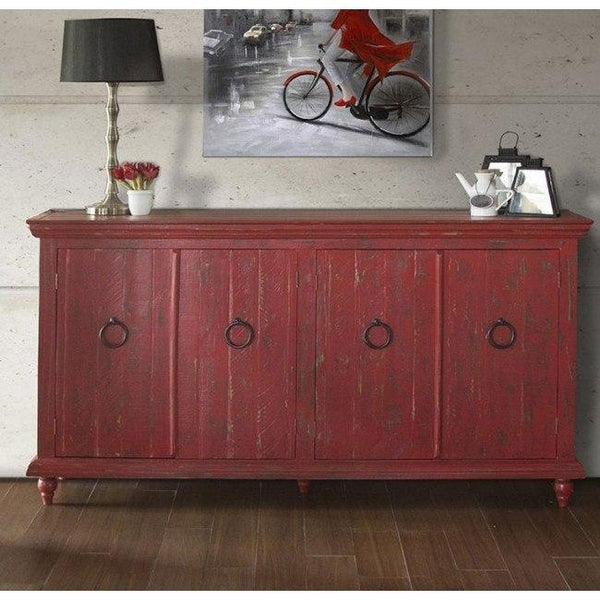 IFD CAPRI CONSOLE W/ 4 DOORS IN RED-Washburn's Home Furnishings