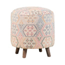 Ikat - Pattern Round Accent Stool - Beige-Washburn's Home Furnishings