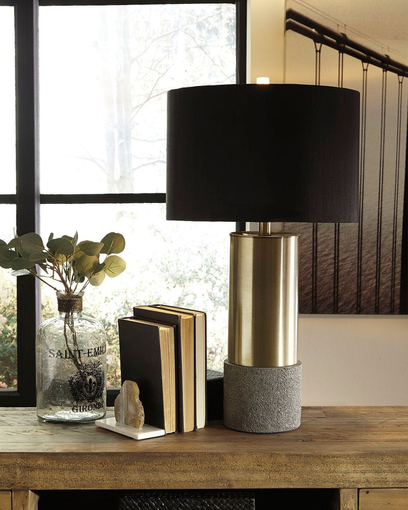 Jacek - Gray/brass Finish - Metal Table Lamp (2/cn)-Washburn's Home Furnishings