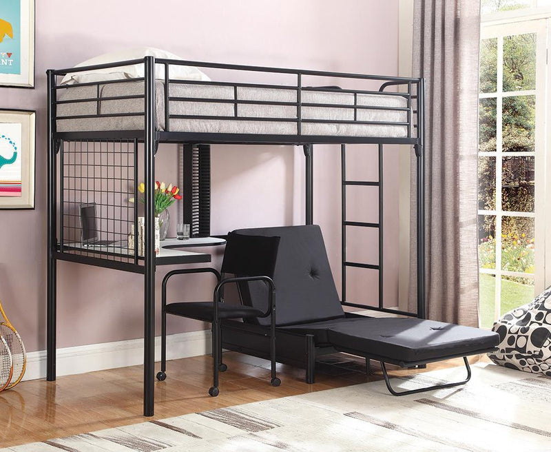 Jenner - Twin Futon Workstation Loft Bed - Brown-Washburn's Home Furnishings