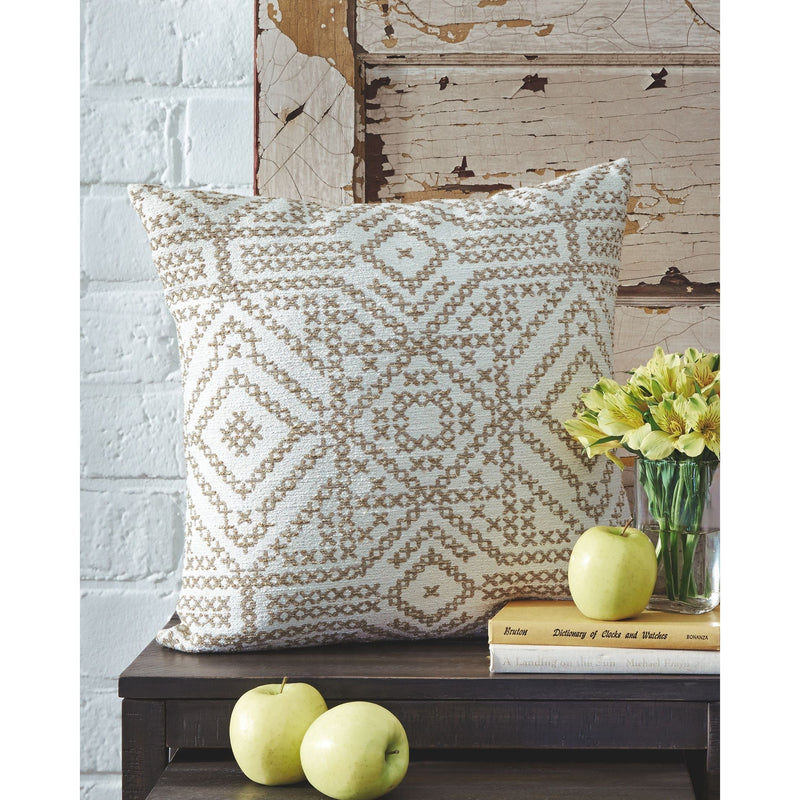 Jermaine - Cream/taupe - Pillow (4/cs)-Washburn's Home Furnishings