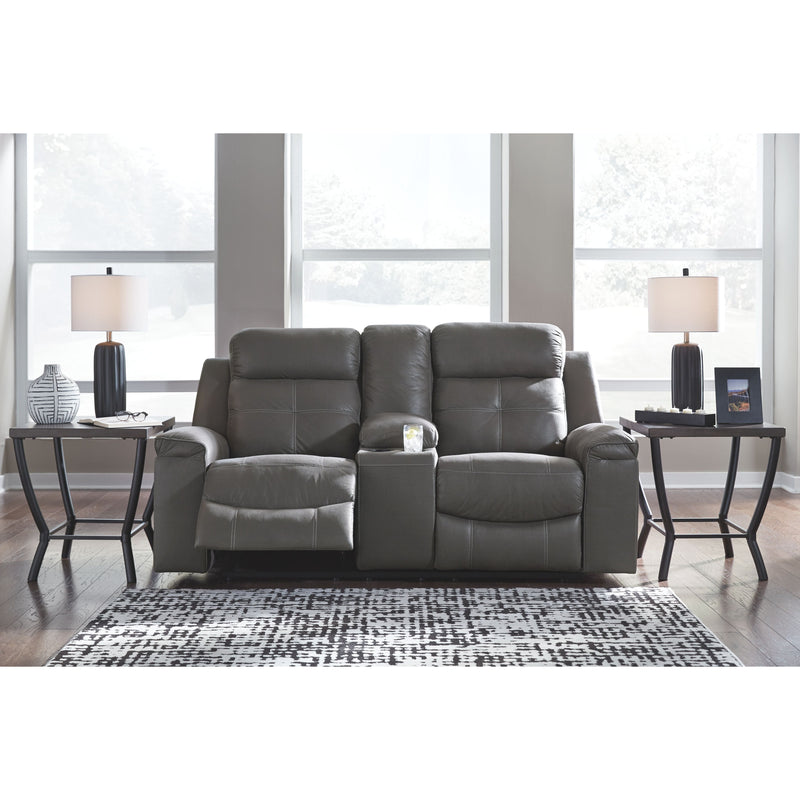 Jesolo - Dark Gray - Dbl Rec Loveseat W/console-Washburn's Home Furnishings