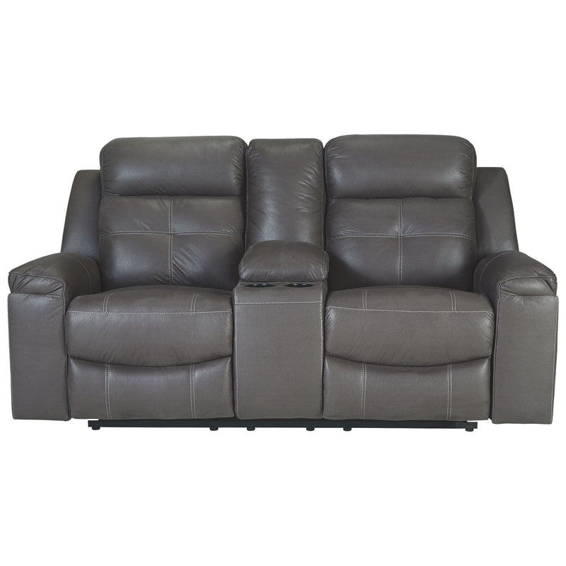 Jesolo - Dark Gray - Dbl Rec Loveseat W/console-Washburn's Home Furnishings