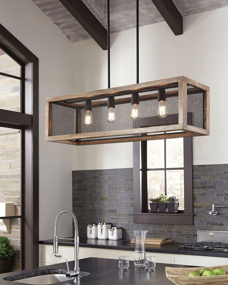 Jodene - Brown/black - Wood Pendant Light (1/cn)-Washburn's Home Furnishings