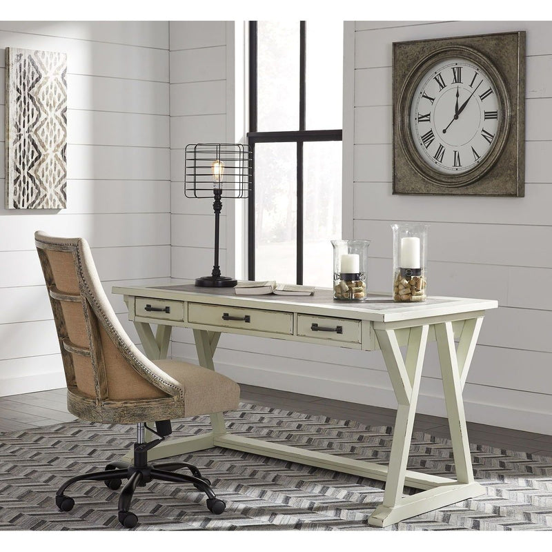 Jonileene - White/Gray - Home Office Large Leg Desk-Washburn's Home Furnishings