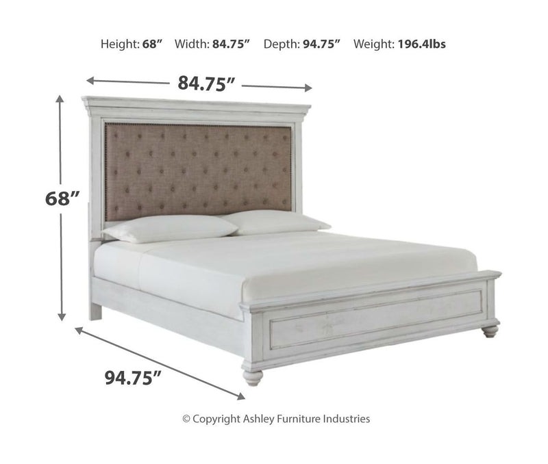 Kanwyn - Whitewash - California King Panel Upholstered Bed-Washburn's Home Furnishings