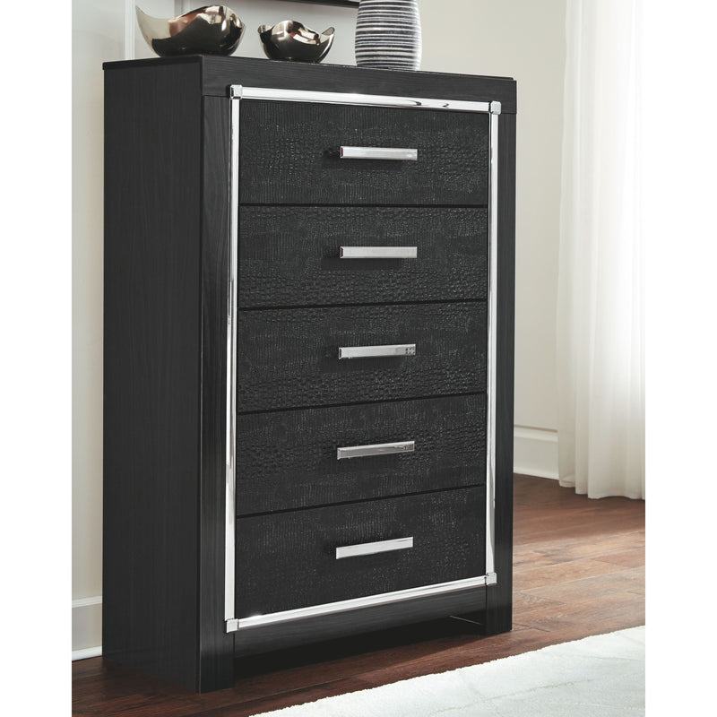 Kaydell - Black - Five Drawer Chest-Washburn's Home Furnishings