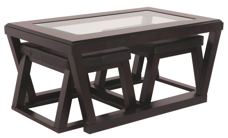 Kelton - Espresso - Cocktail Tbl W/2 Stools (3/cn)-Washburn's Home Furnishings