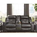 Kempten - Black - Dbl Rec Loveseat W/console-Washburn's Home Furnishings