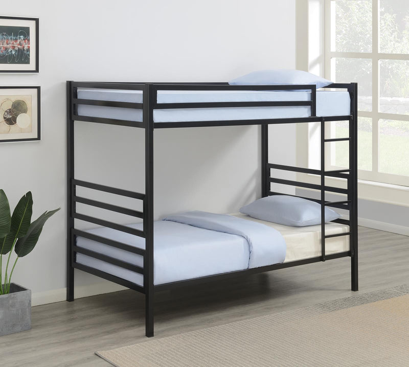 Kinsey - Bunk Twin Over Twin Bed With Ladder - Black-Washburn's Home Furnishings