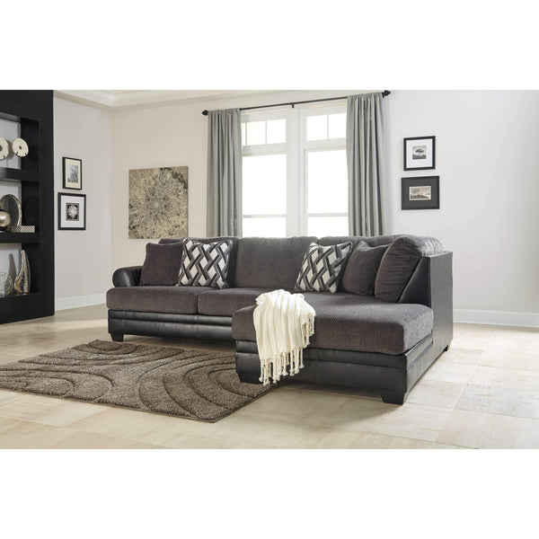 Kumasi - Gray Dark - Laf Sofa & Raf Chaise Sectional-Washburn's Home Furnishings