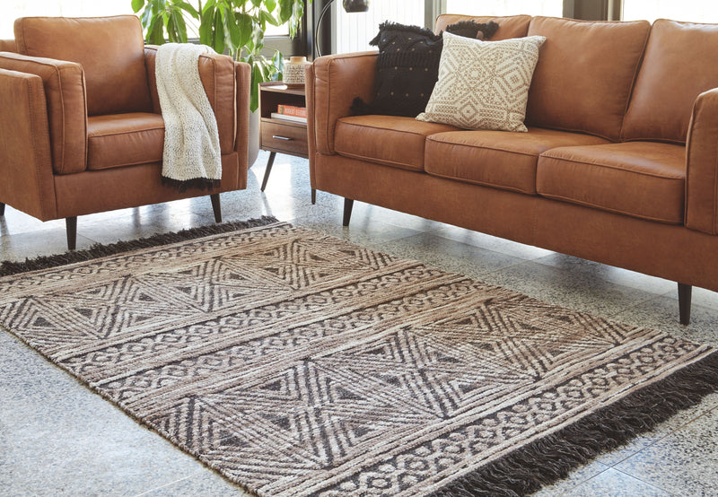 Kylin - Taupe/charcoal/white - Medium Rug-Washburn's Home Furnishings