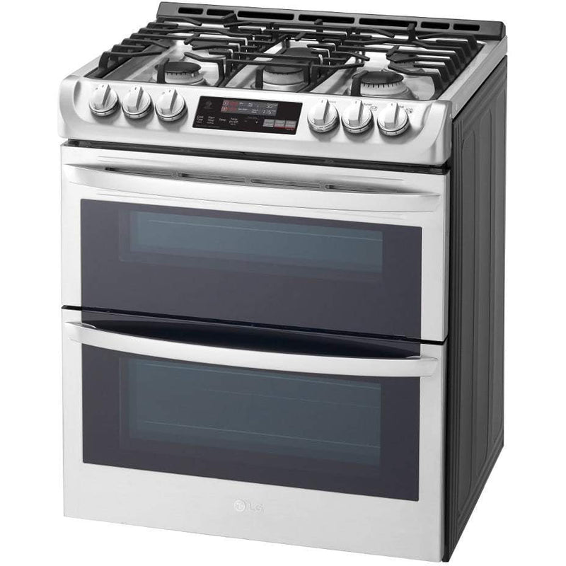 LG 6.9 cu. ft. Smart Double Oven Slide In Gas Range with ProBake Convection and Wi-Fi in Stainless Steel-Washburn's Home Furnishings