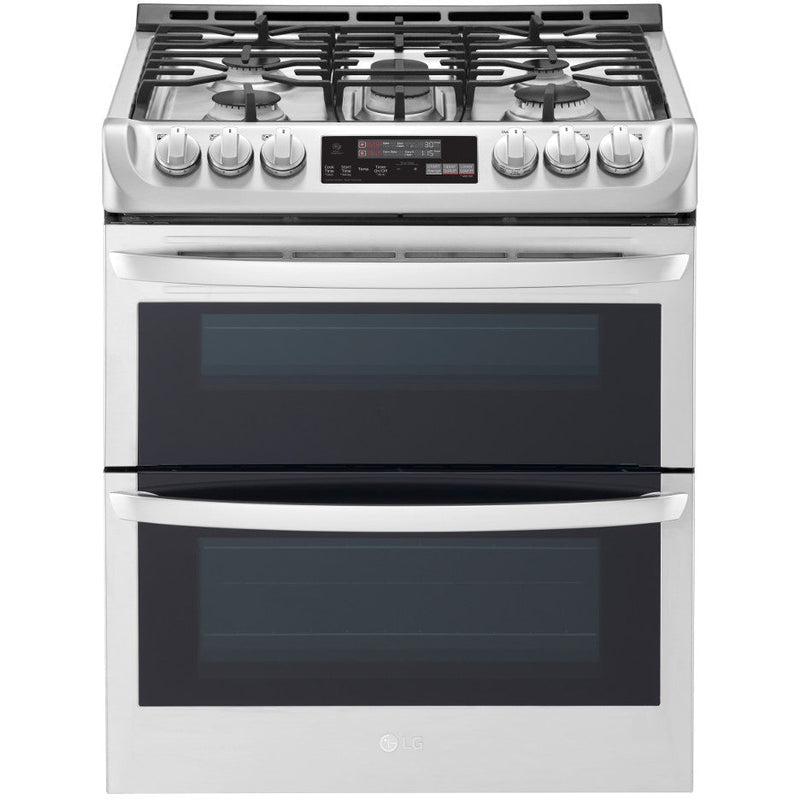 LG 6.9 cu. ft. Smart Double Oven Slide In Gas Range with ProBake Convection and Wi-Fi in Stainless Steel-Washburn's Home Furnishings