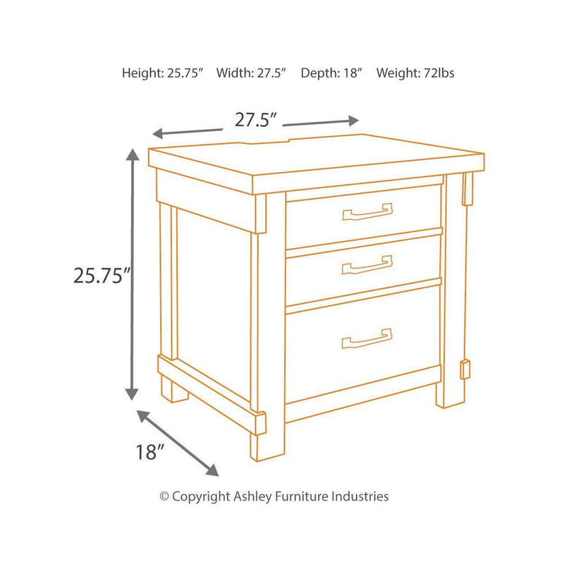 Lakeleigh - Brown - Three Drawer Night Stand-Washburn's Home Furnishings