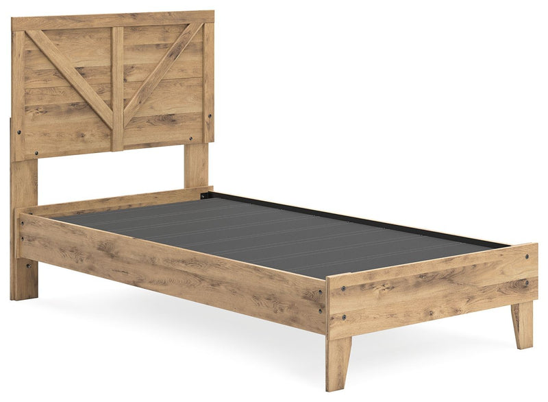 Larstin - Brown - Twin Crossbuck Panel Platform Bed-Washburn's Home Furnishings