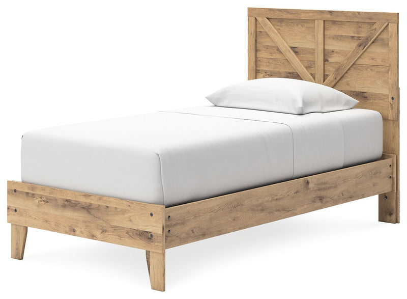 Larstin - Brown - Twin Crossbuck Panel Platform Bed-Washburn's Home Furnishings