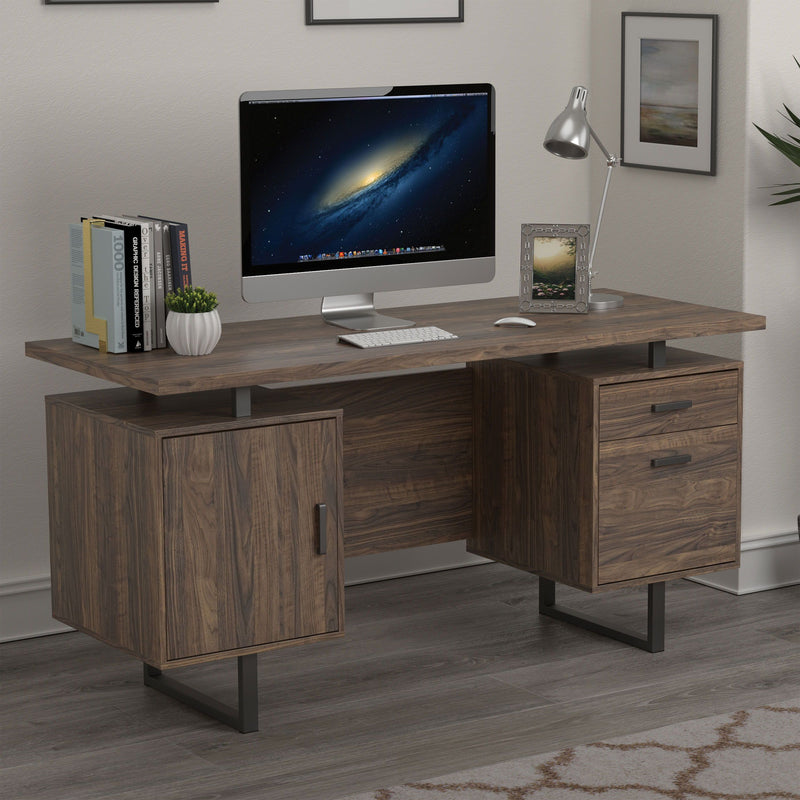 Lawtey - Floating Top Office Desk Aged Walnut-Washburn's Home Furnishings