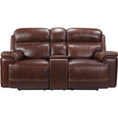 Leather Italia Fresno Loveseat W/ Power Headrests in Brown-Washburn's Home Furnishings