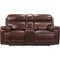 Leather Italia Fresno Loveseat W/ Power Headrests in Brown-Washburn's Home Furnishings