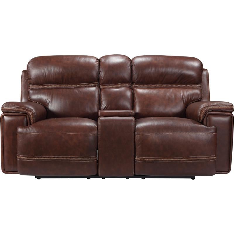 Leather Italia Fresno Loveseat W/ Power Headrests in Brown-Washburn's Home Furnishings