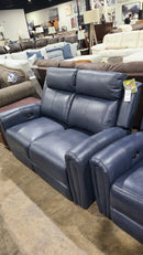 Leather Italia Jonathon Power Loveseat in Ocean Blue-Washburn's Home Furnishings