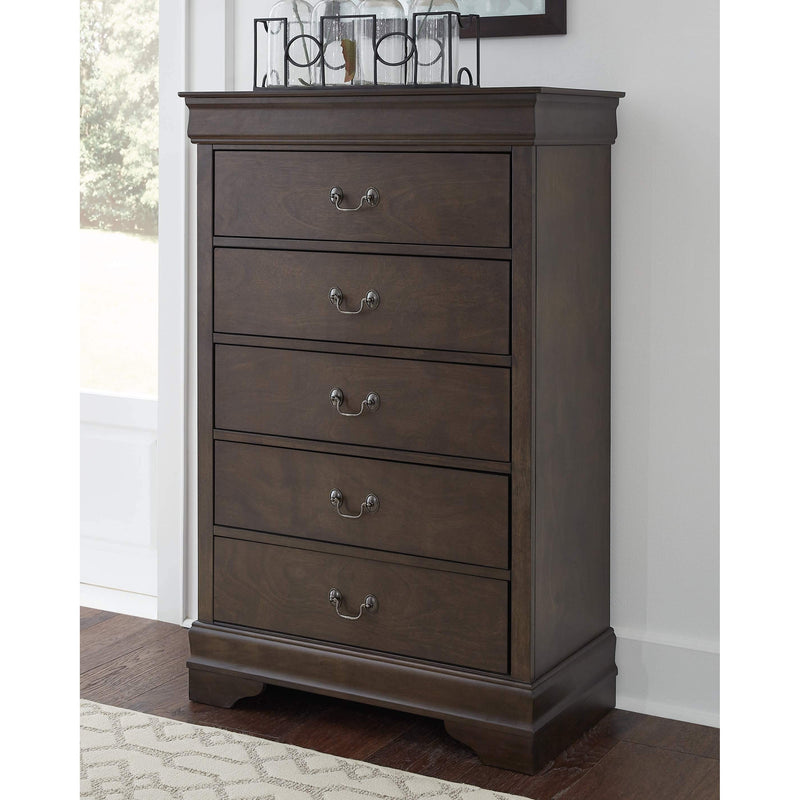 Leewarden - Dark Brown - Five Drawer Chest-Washburn's Home Furnishings