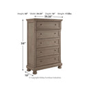 Lettner - Light Gray - Five Drawer Chest - 2-handles-Washburn's Home Furnishings