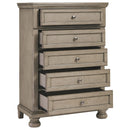 Lettner - Light Gray - Five Drawer Chest - Central Handle-Washburn's Home Furnishings