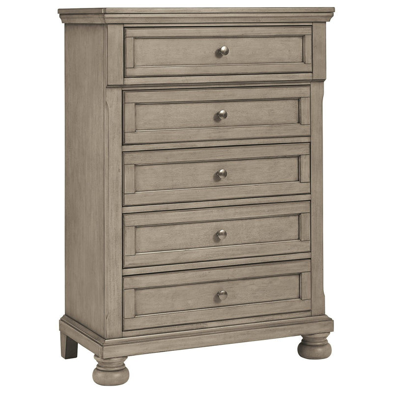 Lettner - Light Gray - Five Drawer Chest - Central Handle-Washburn's Home Furnishings