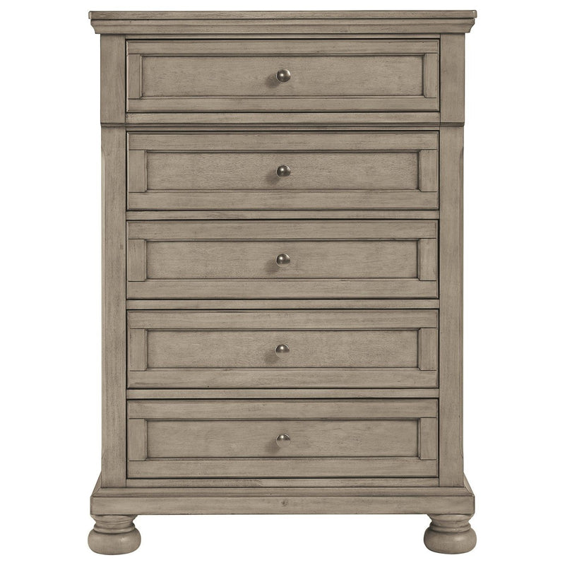 Lettner - Light Gray - Five Drawer Chest - Central Handle-Washburn's Home Furnishings