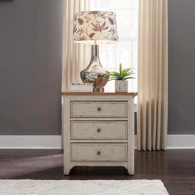 Liberty Farmhouse Reimagined - 3 Drawer Night Stand w/ Charging Station-Washburn's Home Furnishings