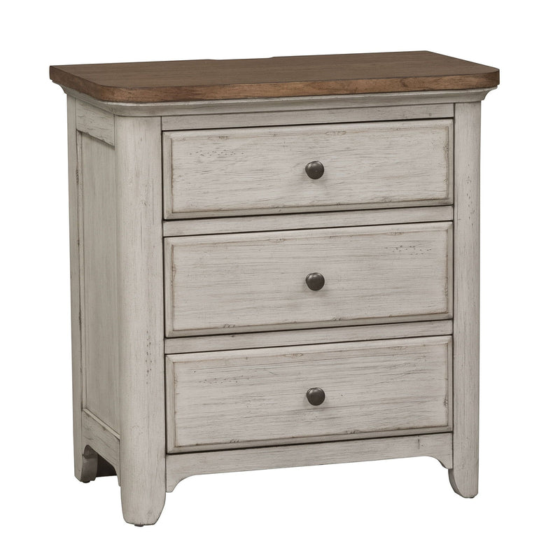 Liberty Farmhouse Reimagined - 3 Drawer Night Stand w/ Charging Station-Washburn's Home Furnishings