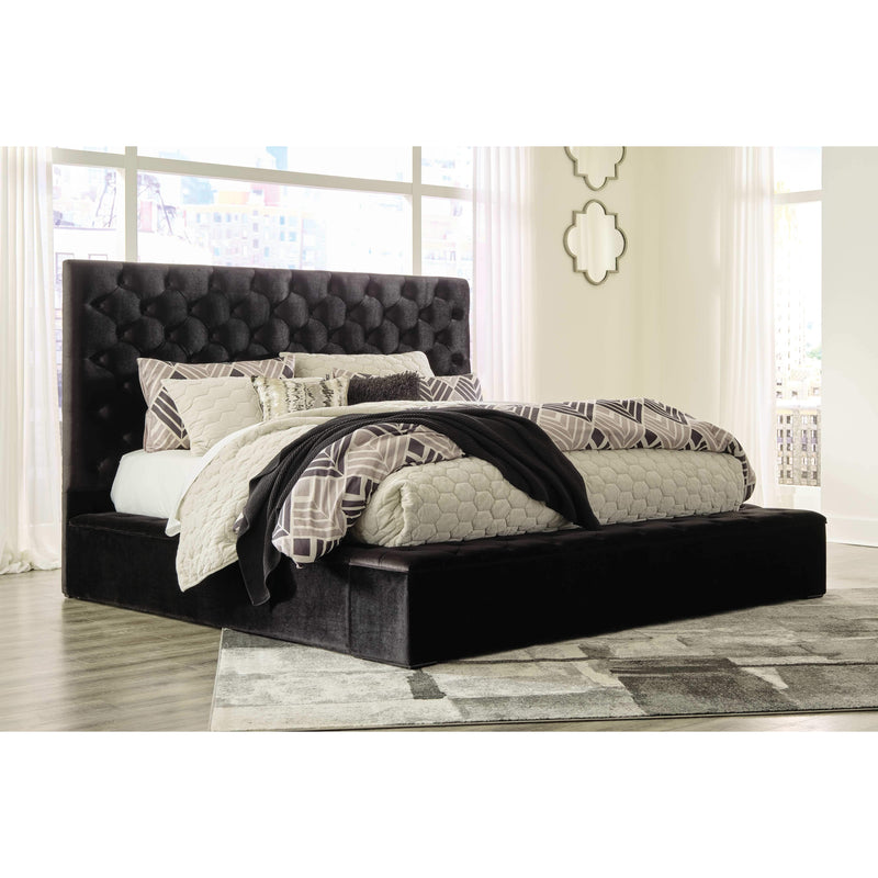 Lindenfield - Black - California King Upholstered Bed With Storage-Washburn's Home Furnishings