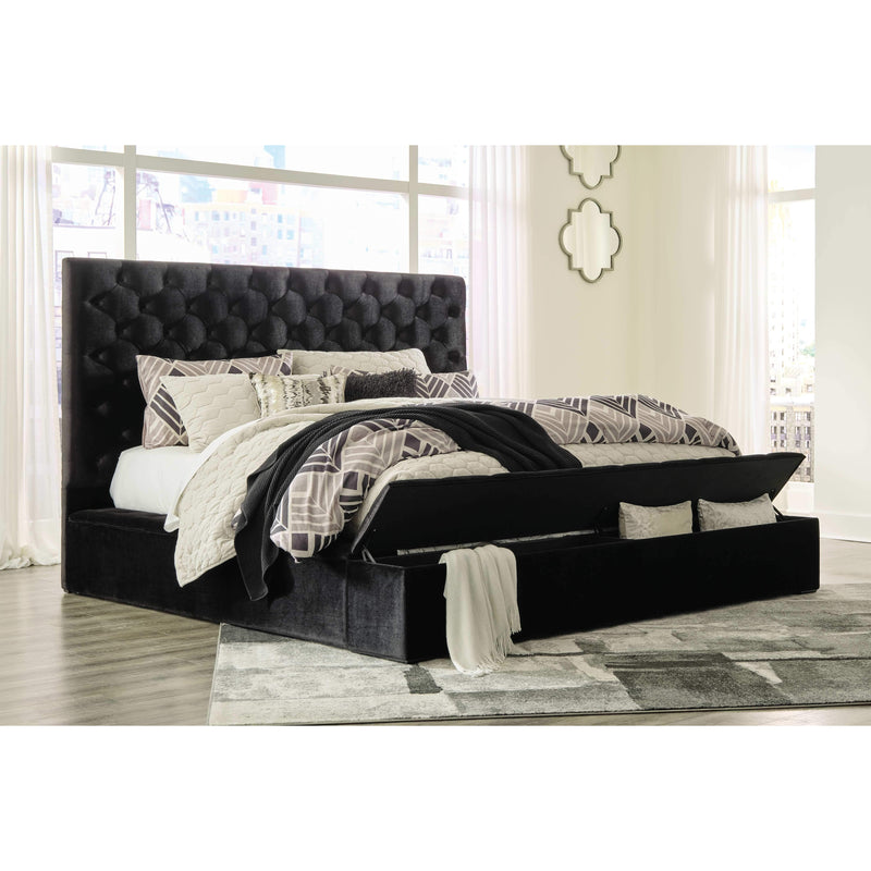 Lindenfield - Black - King Upholstered Bed With Storage-Washburn's Home Furnishings