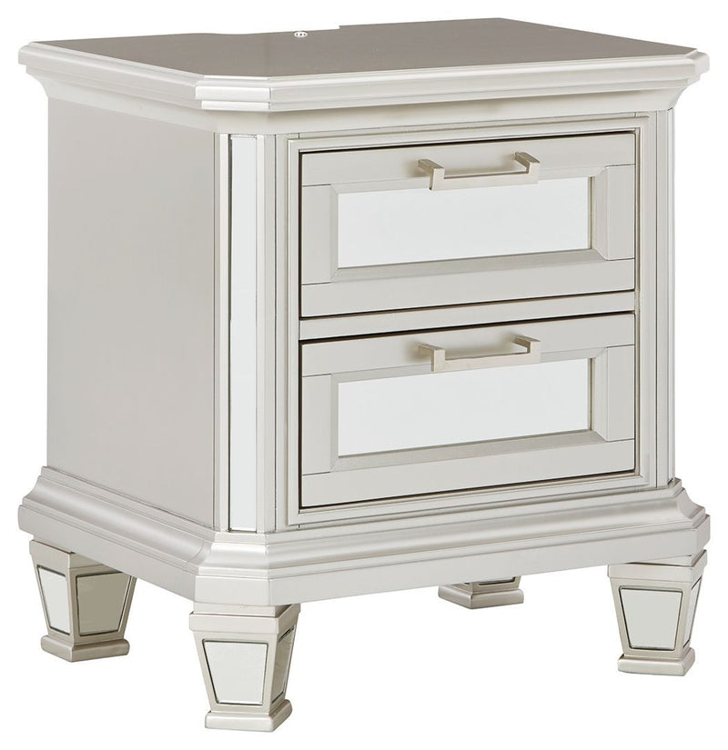 Lindenfield - Silver - Two Drawer Night Stand-Washburn's Home Furnishings