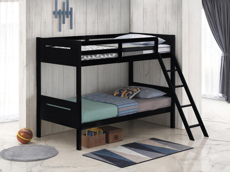 Littleton - Twin Over Twin Bunk Bed - Wood - Black-Washburn's Home Furnishings