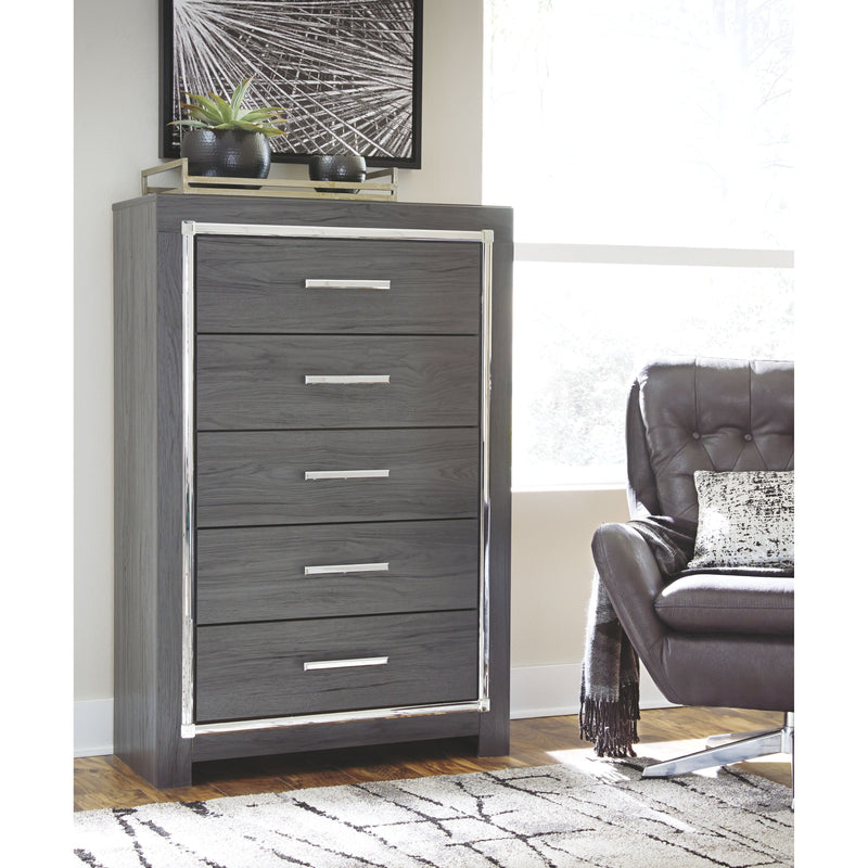 Lodanna - Gray - Five Drawer Chest-Washburn's Home Furnishings