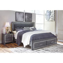 Lodanna - Gray - King Platform Bed With 2 Storage Drawers-Washburn's Home Furnishings