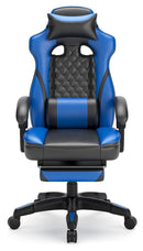 Lynxtyn - Blue/black - Home Office Swivel Desk Chair With Pull-out Footrest-Washburn's Home Furnishings