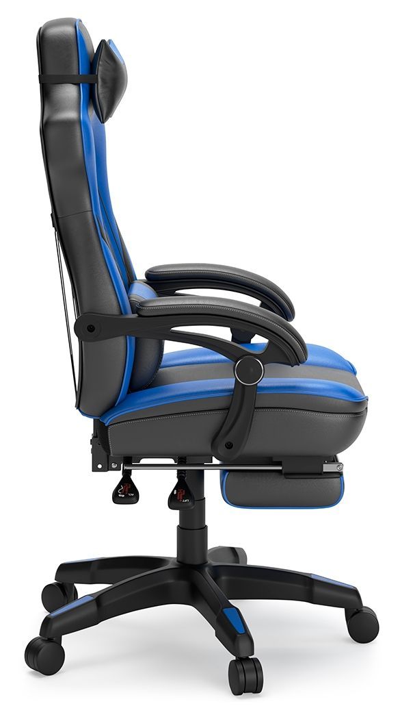 Lynxtyn - Blue/black - Home Office Swivel Desk Chair With Pull-out Footrest-Washburn's Home Furnishings