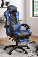 Lynxtyn - Blue/black - Home Office Swivel Desk Chair With Pull-out Footrest-Washburn's Home Furnishings