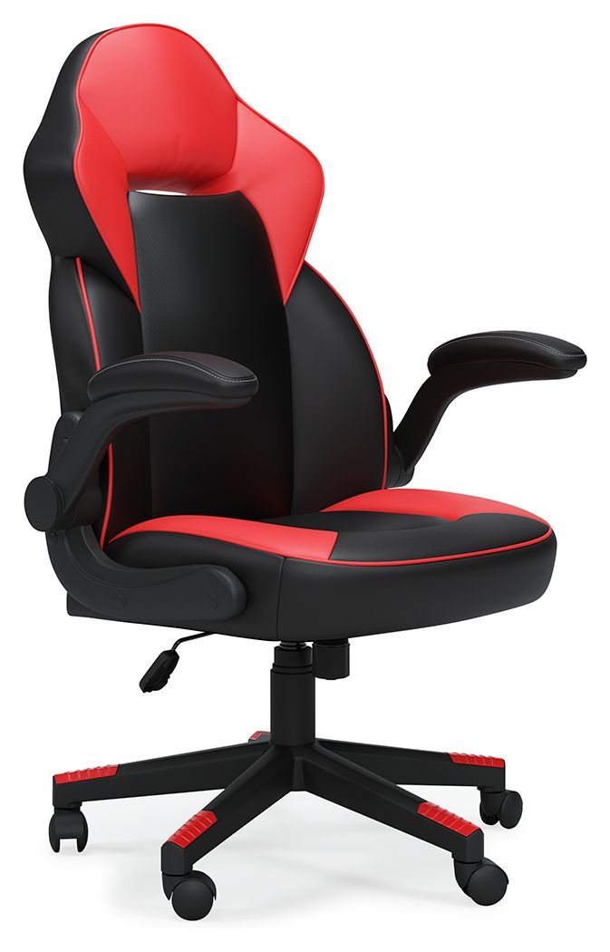 Lynxtyn - Red/black - Home Office Swivel Desk Chair-Washburn's Home Furnishings