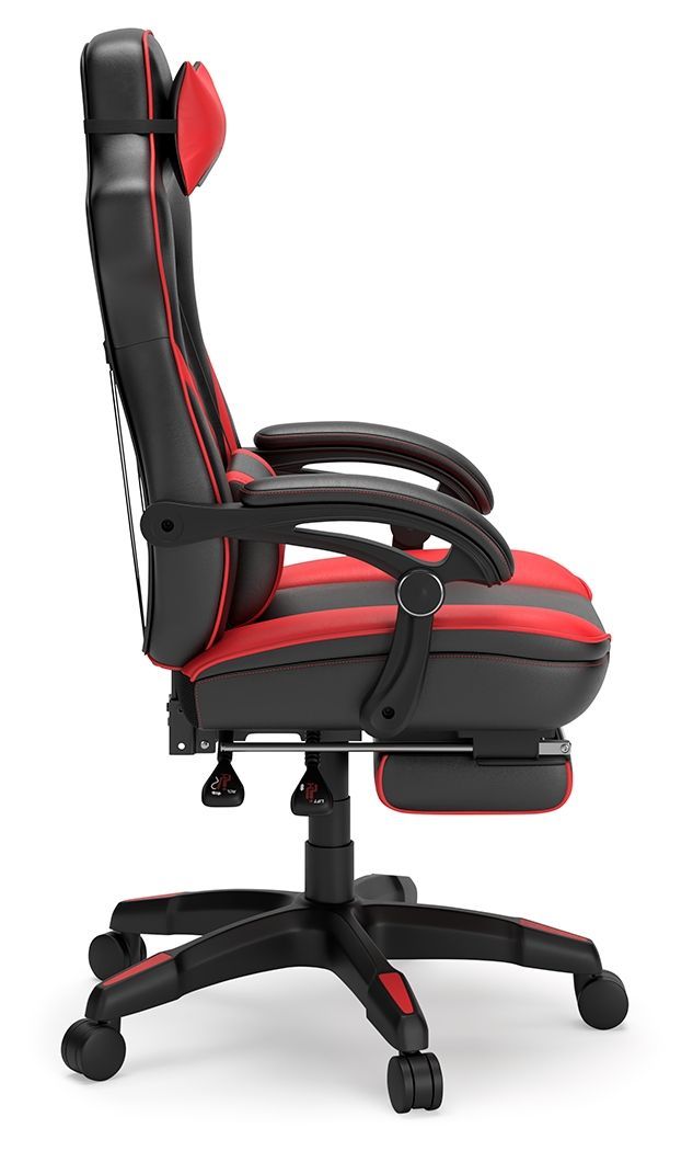 Lynxtyn - Red/black - Home Office Swivel Desk Chair With Pull-out Footrest-Washburn's Home Furnishings